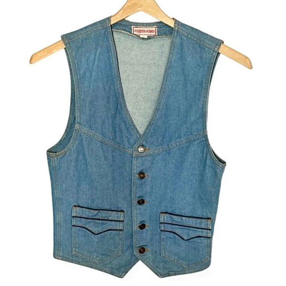 Chess King Other - ‘Chess King’ 70s Vintage Denim Button Vest With Pockets Size Medium